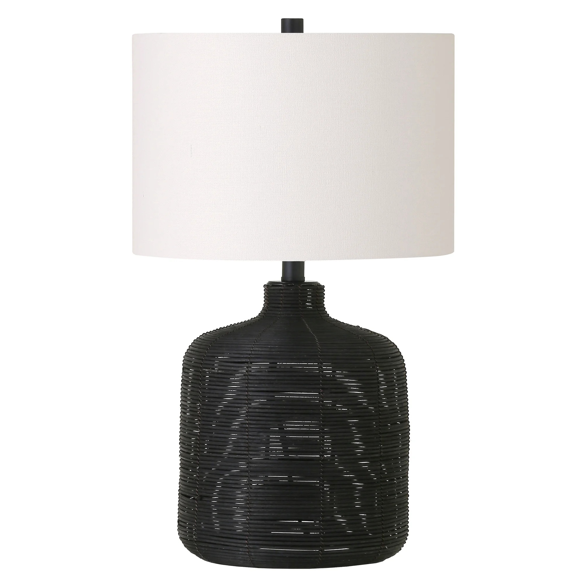 Evelyn&Zoe Coastal Cottage Petite Black Rattan Table Lamp | Walmart (US)