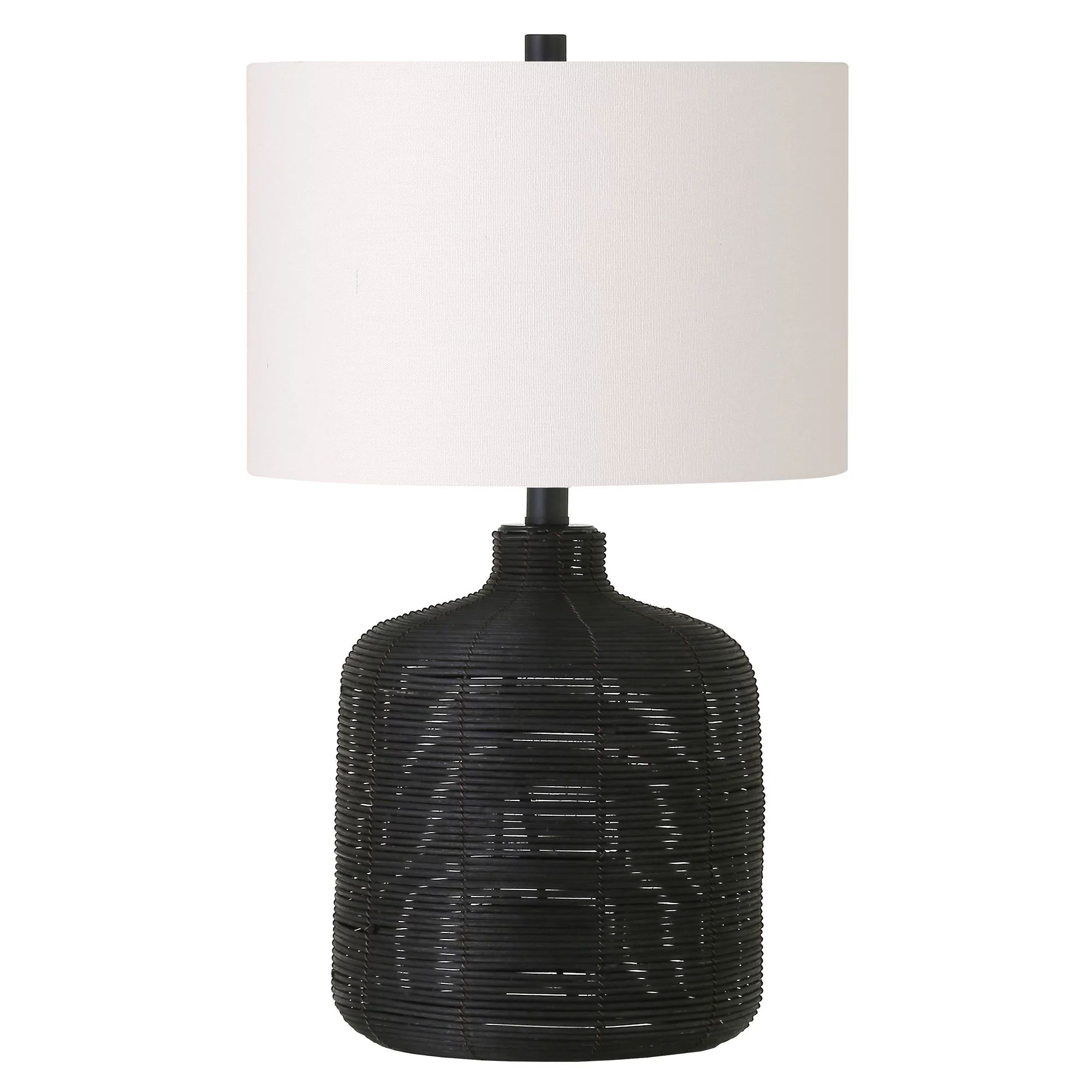 Evelyn&Zoe Coastal Cottage Petite Black Rattan Table Lamp | Walmart (US)