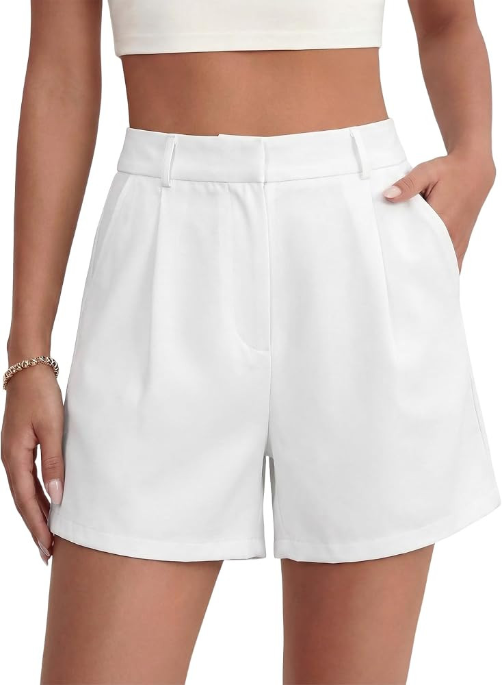 Womens Casual Dressy Shorts High Waisted Wide Leg Back Elastic Business 2026 Spring/Summer Shorts... | Amazon (US)