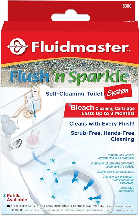 Fluidmaster 8300 Flush 'n Sparkle Automatic Toilet Bowl Cleaning System with Bleach Cartridge, 1 ... | Amazon (US)