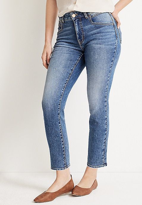 m jeans by maurices™ Everflex™ Slim Straight Curvy High Rise Ankle Jean | Maurices