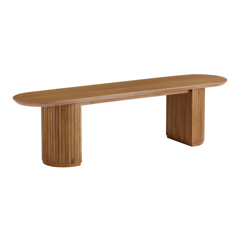 Russo Oval Fluted Wood Dining Bench | World Market