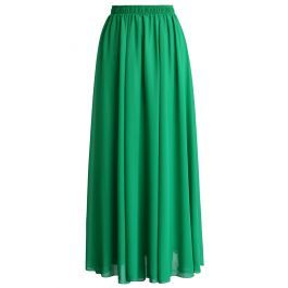 Emerald Green Chiffon Maxi Skirt | Chicwish