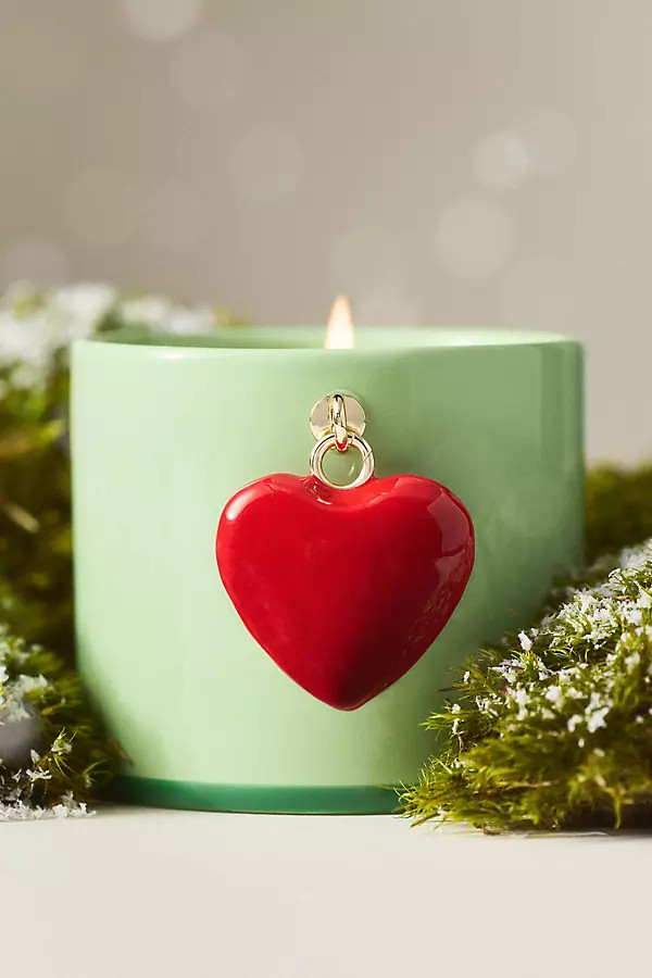 Heart Charm Fresh Mistletoe & Moss Ceramic Candle | Anthropologie (US)