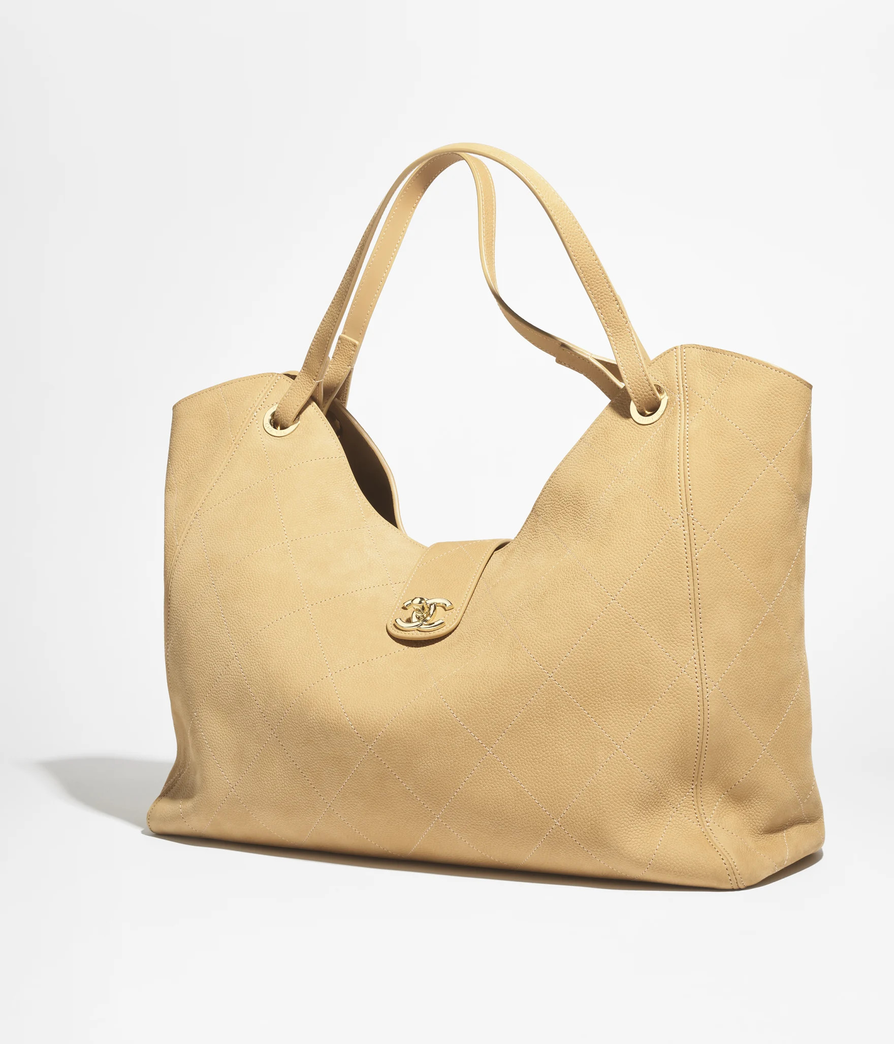 Maxi shopping bag, Grained nubuck calfskin & gold-tone metal, beige — Fashion | CHANEL | Chanel, Inc. (US)