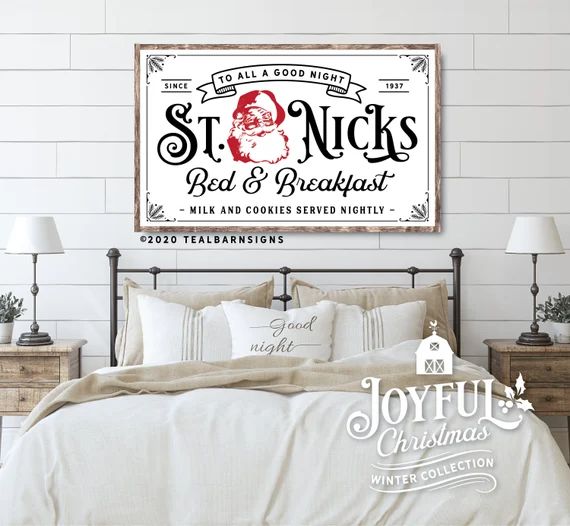 St Nicks Bed and Breakfast Christmas Sign Farmhouse Style | Etsy (US)