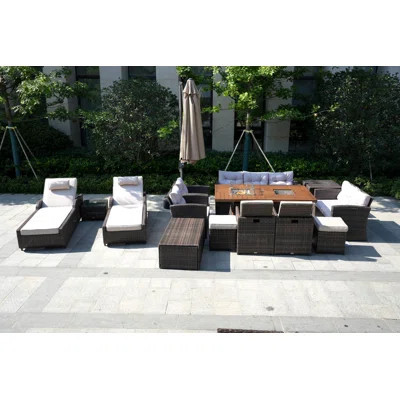 Harriet Wicker/Rattan 13 - Person Seating Group With Cushions | Wayfair North America