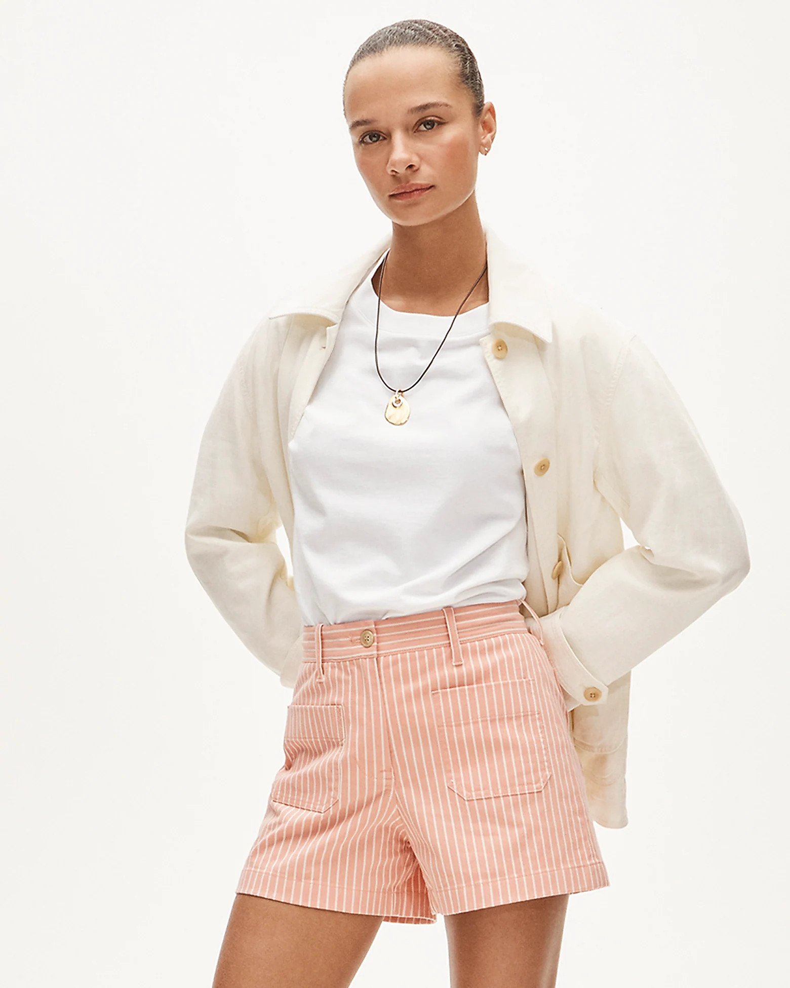 Patch-pocket chino short in stripe | J. Crew US