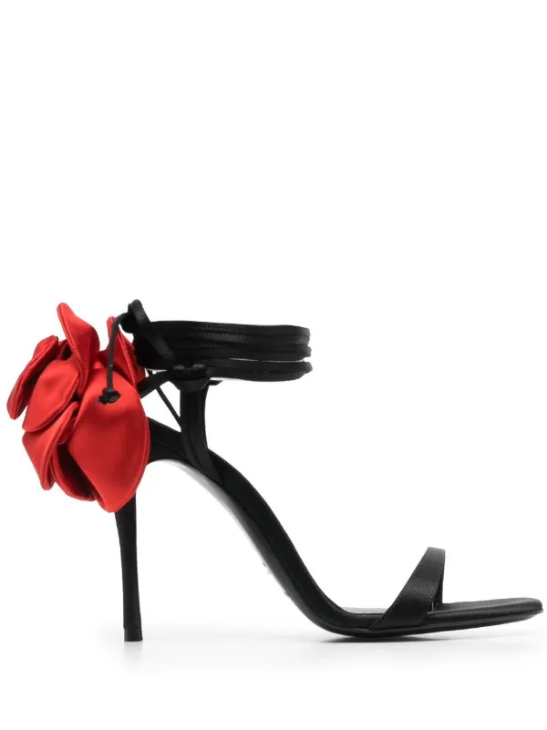 Magda Butrym 105mm rose-embellished Satin Sandals - Farfetch | Farfetch Global