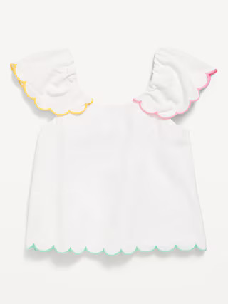 Short-Sleeve Linen-Blend Scallop-Trim Top for Toddler Girls | Old Navy | Old Navy (US)