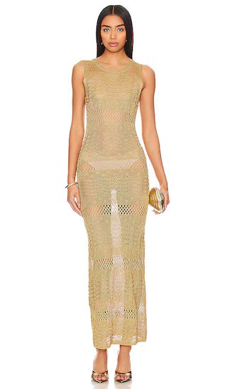 Sevyn Midi Dress in Gold | Revolve Clothing (Global)