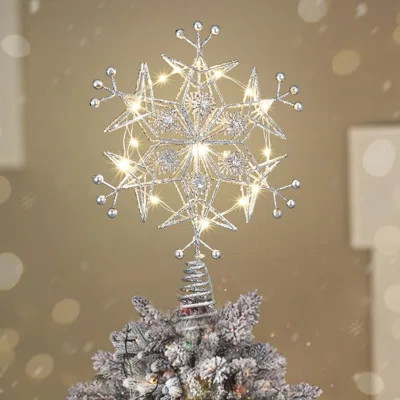 Lighted Snowflake Christmas Tree Topper | Wayfair North America