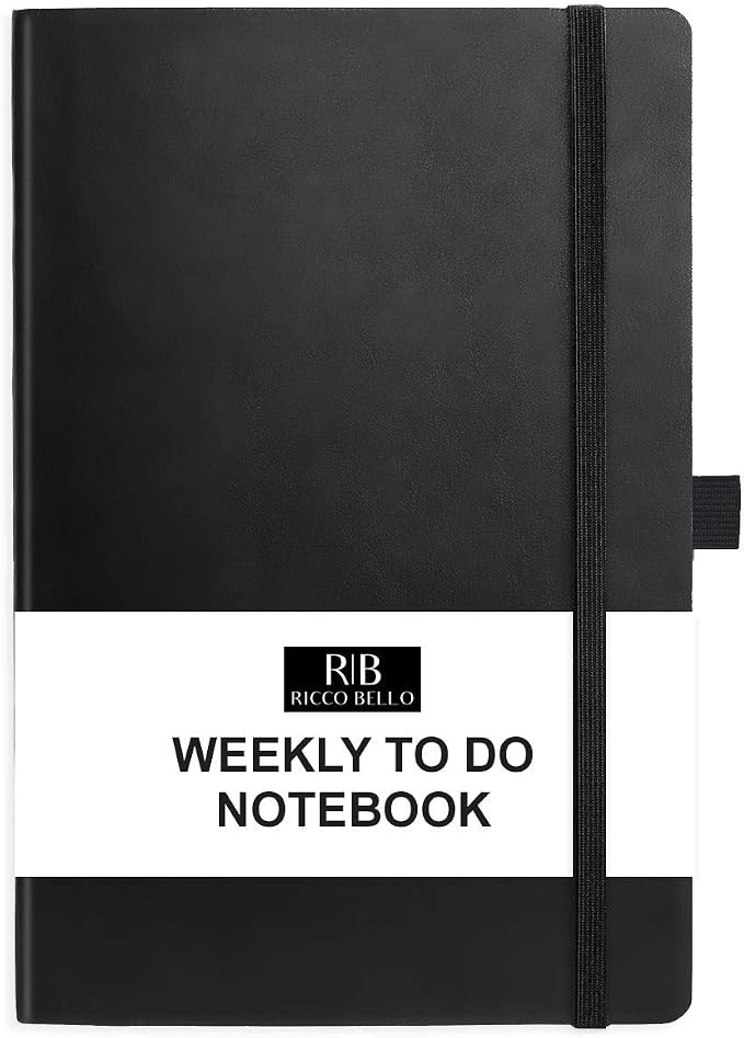 Ricco Bello Hardcover Undated Weekly Planner and to Do Checklist Notebook - Lay Flat Design, Vega... | Amazon (US)