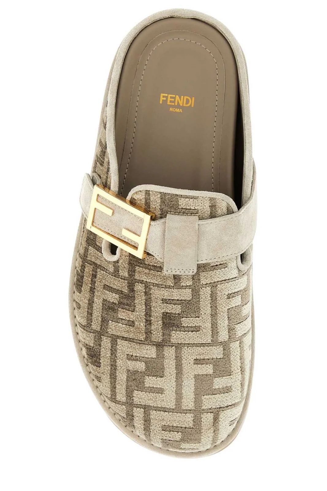 Fendi Monogrammed Logo Plaque Slippers | Cettire Global