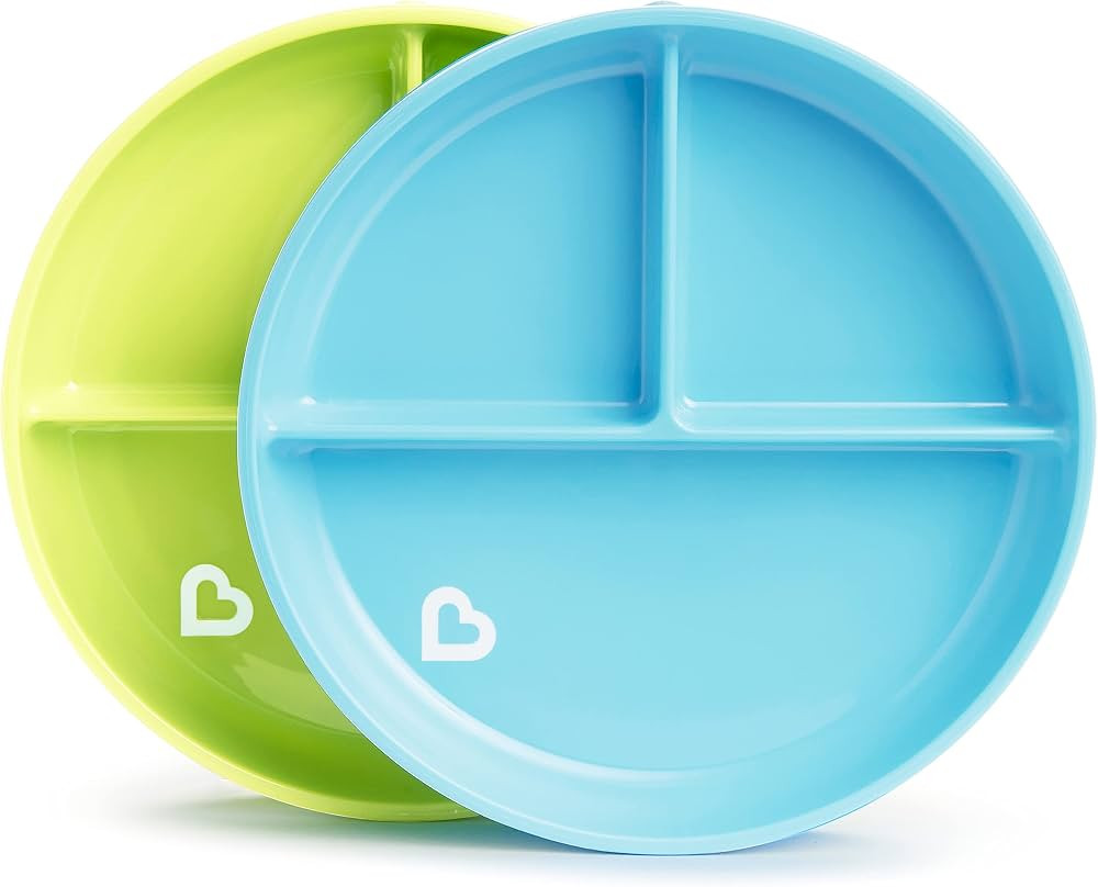 Munchkin Stay Put Suction Plates for Baby and Toddler, 3 Divided Sections , Blue/Green | Amazon (US)