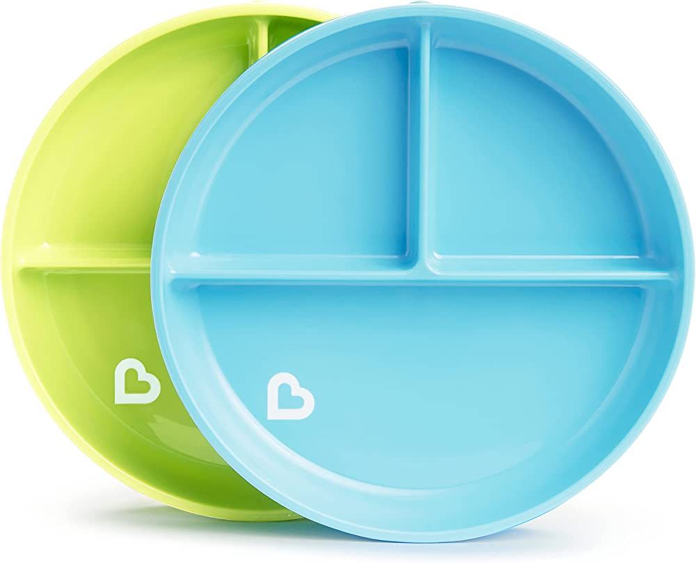 Munchkin Stay Put Divided Suction Plates, Blue/Green | Amazon (US)