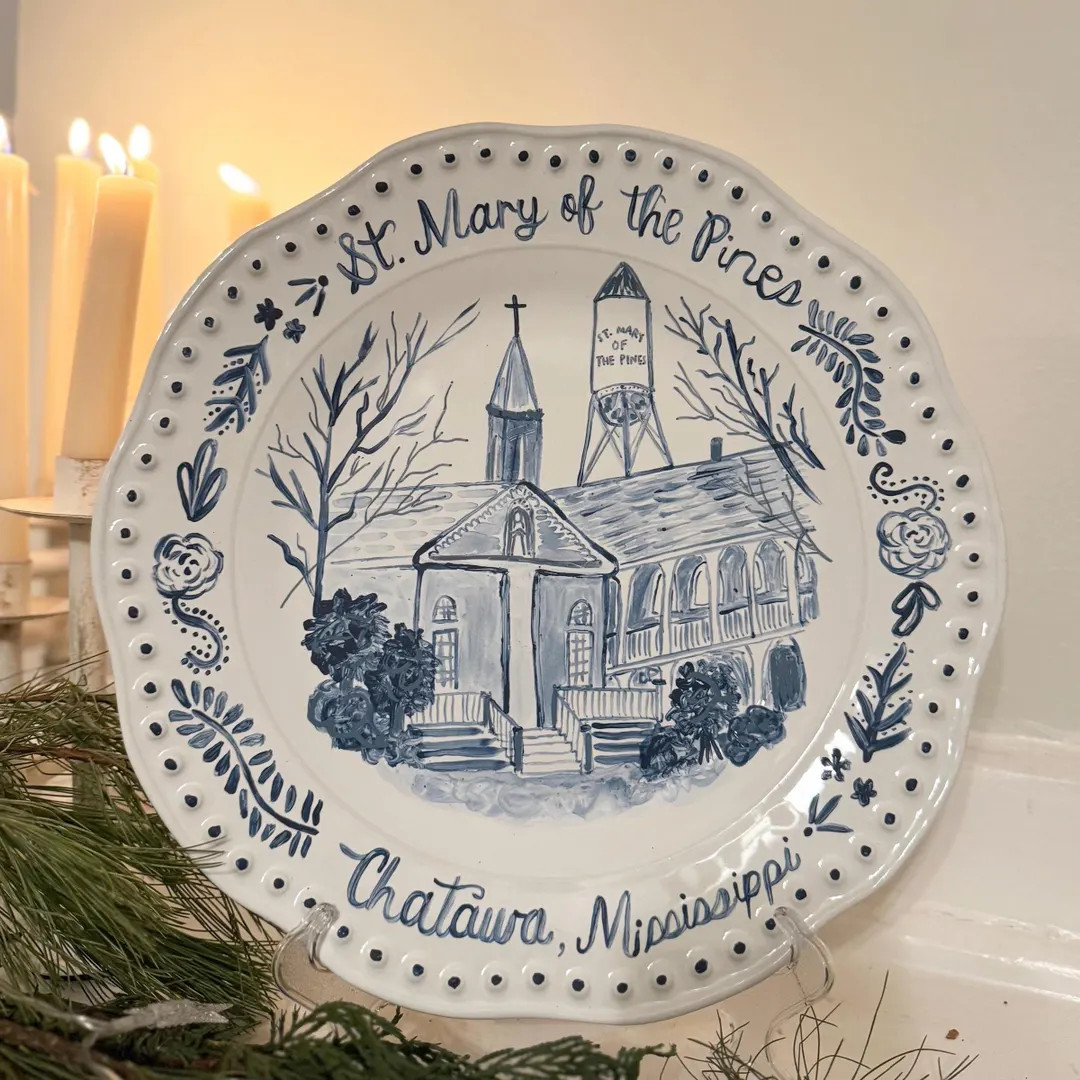 Custom Hand Painted Ceramic Dish / Plate Venue, Building, Home Painting - Etsy | Etsy (US)