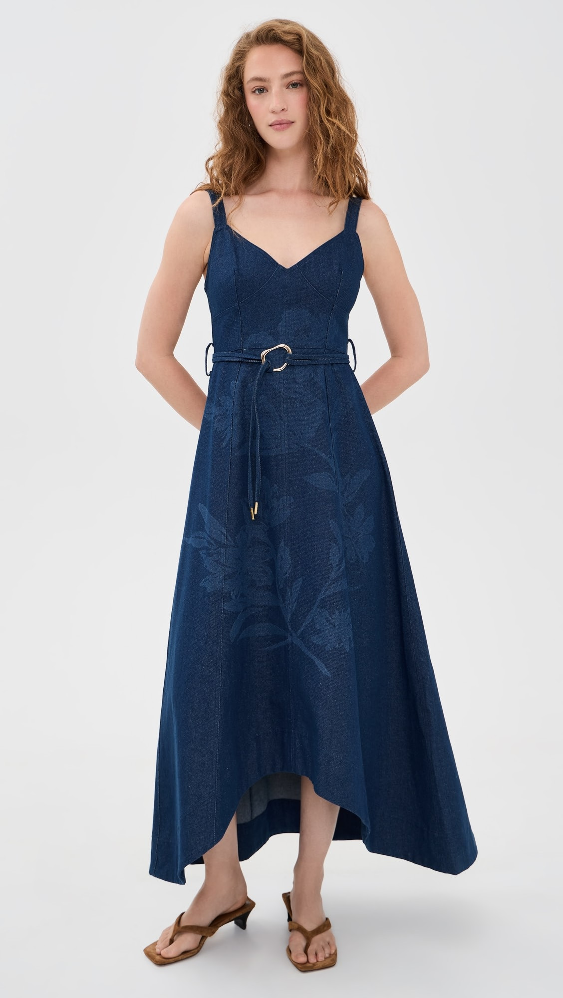 Self Belt Midi Denim Dress | Shopbop