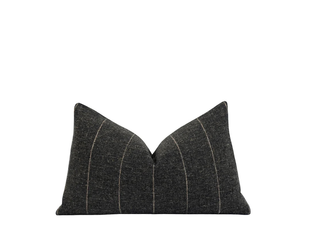 12x18 12x20 Charcoal Striped Pillow Cover, Dark Gray and Tan Stripe Pillow Cover, Charcoal Gray W... | Etsy (US)