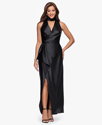 Women's Halter Neck Cutout Sleeveless Satin Dress | Macy's