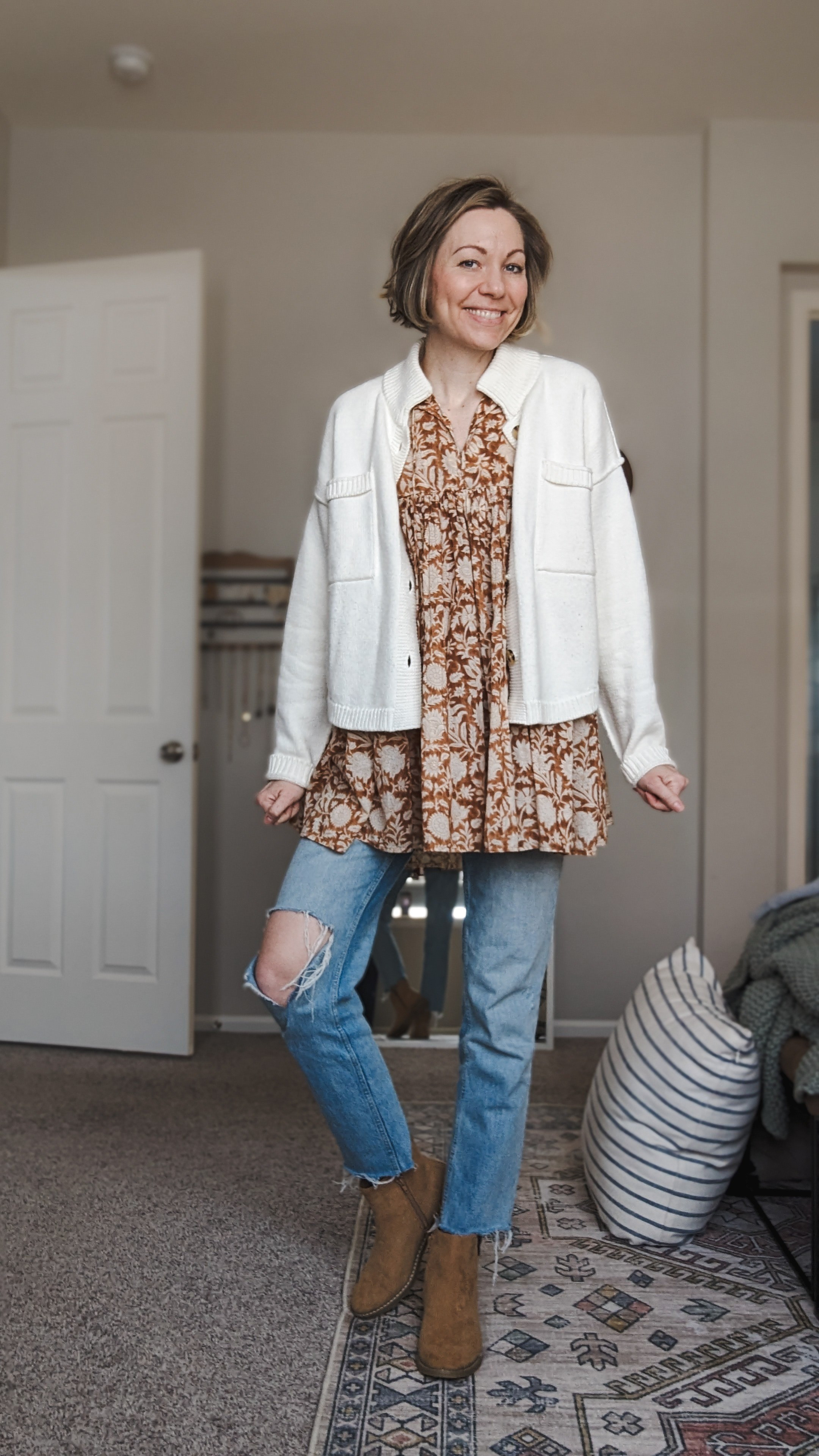 When it's too cold to wear just the dress... We layer! I love this sweater from Free People; it's the perfect layering cardigan.

#LTKSeasonal #LTKstyletip