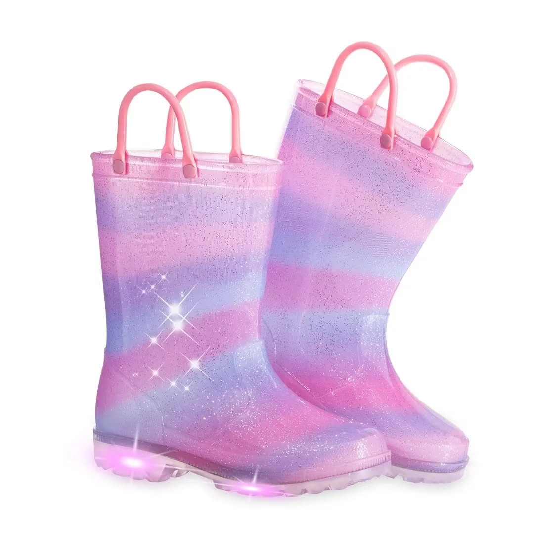 Toddler Kids Rain Boots Boys Girls Light Up Waterproof Boots with Easy-On Handles, Size 10 | Walmart (US)