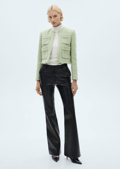 Tweed jacket with zip pastel green - Women - XXS - MANGO | Mango (US/MX/AU)