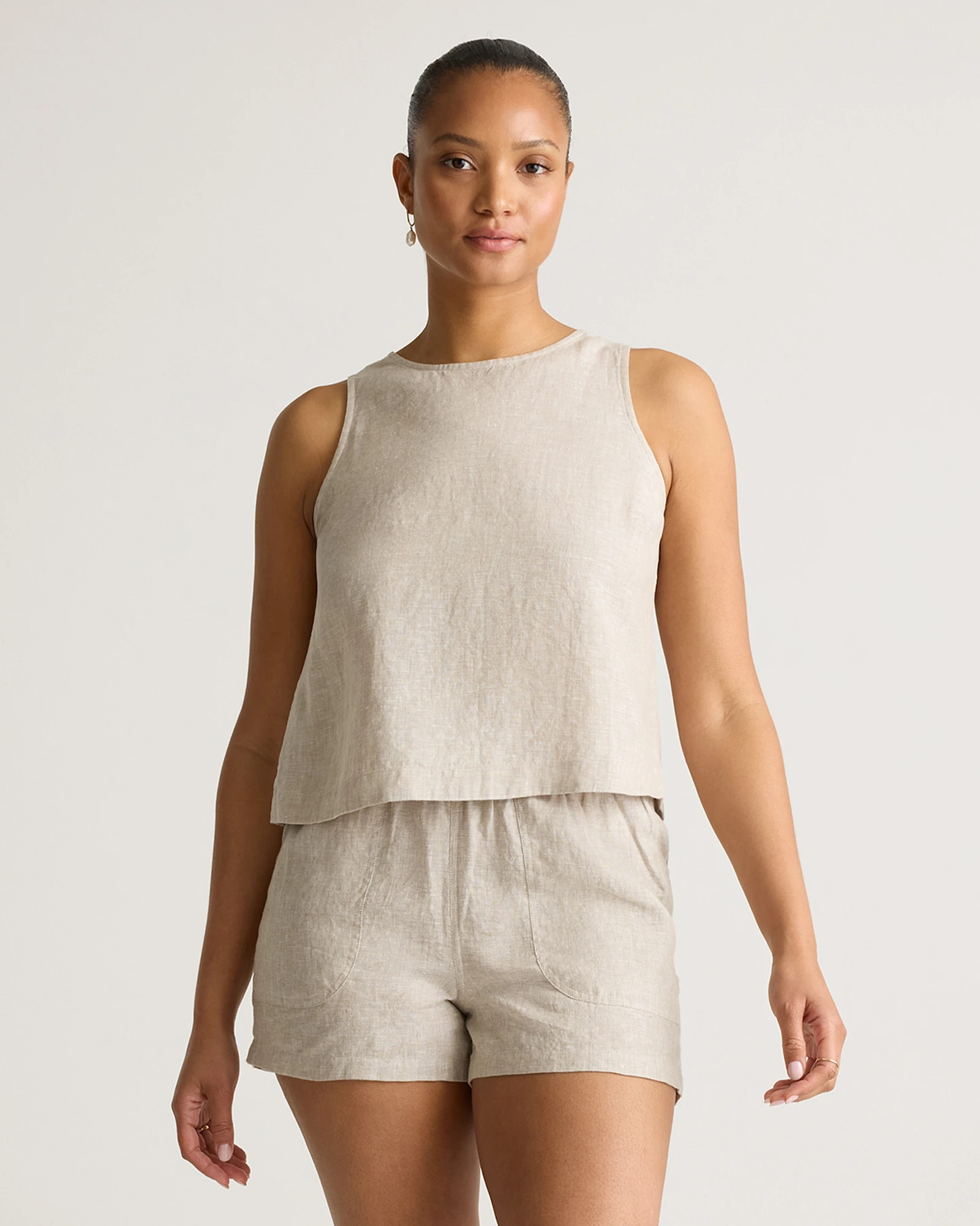 100% European Linen Cropped Tank | Quince