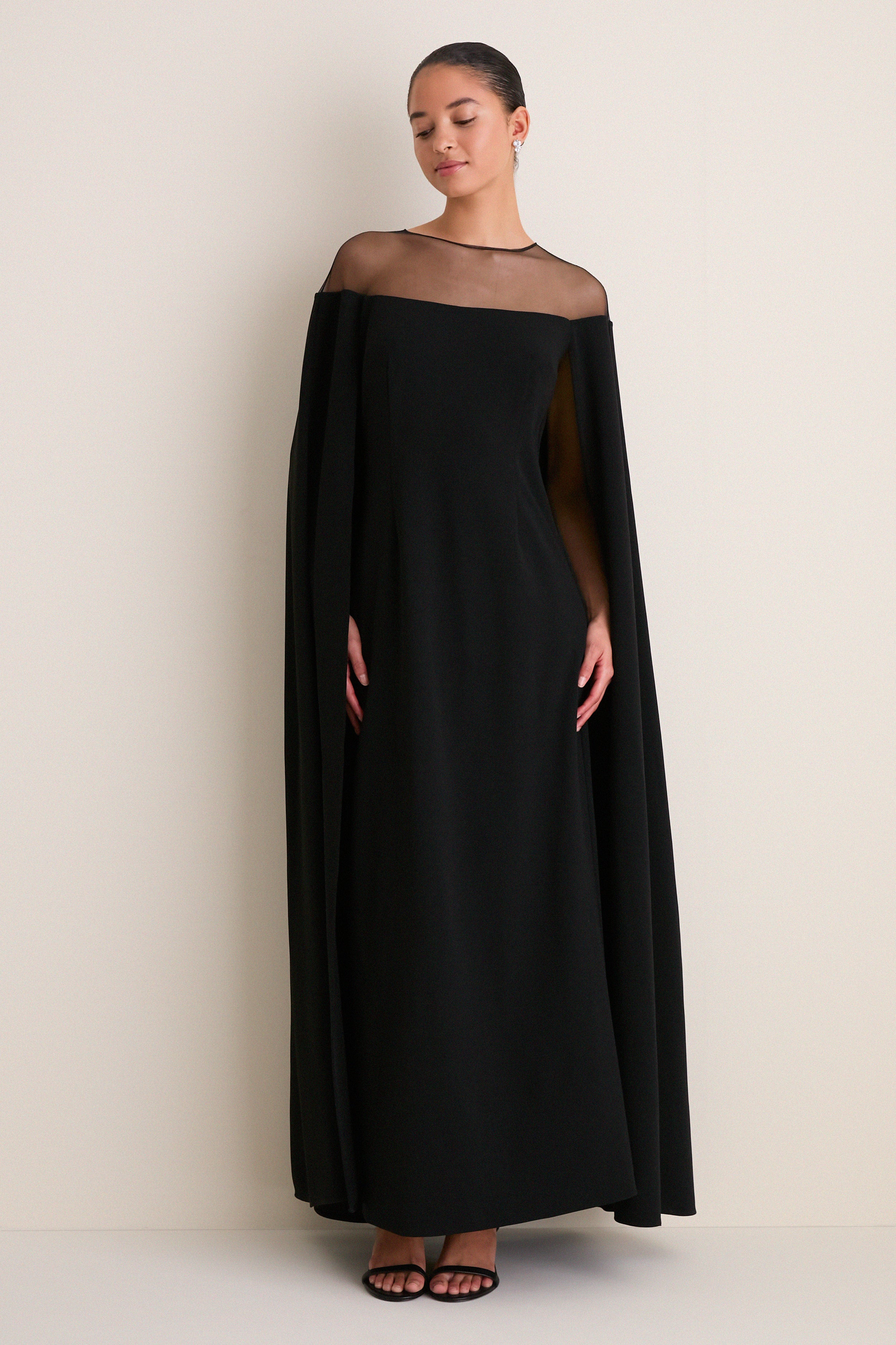 Black Estelle Cape Maxi Dress | Tuckernuck (US)