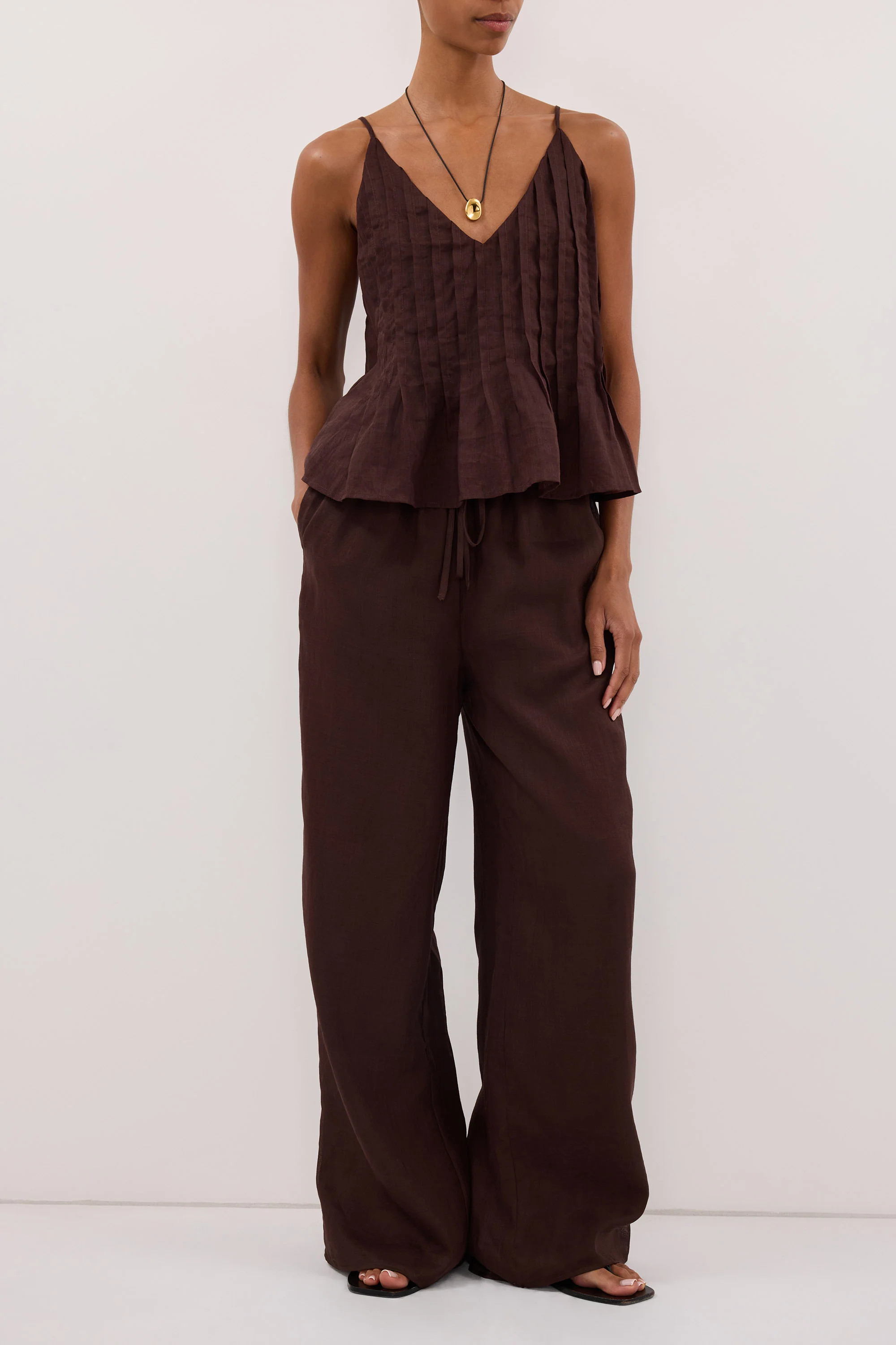 GINNY BURNT CHOC RAMIE PANT | DISSH