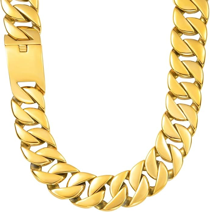 SDA Chunky Gold Chain Necklace - Heavy and Waterproof 316L Surgical Steel with 18K Gold Plating f... | Amazon (US)