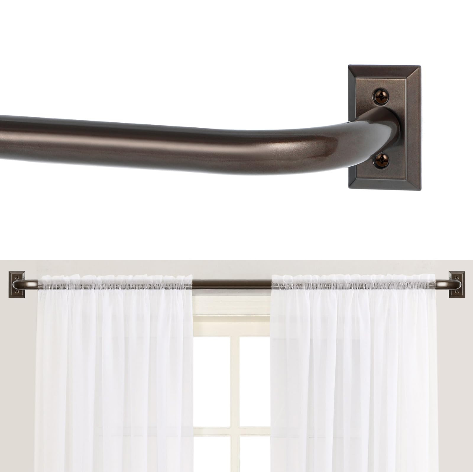 Bronze Wrap Around Curtain Rods 66 to 120 Inch:Blackout Heavy Duty Adjustable Long Window Curtain... | Amazon (US)