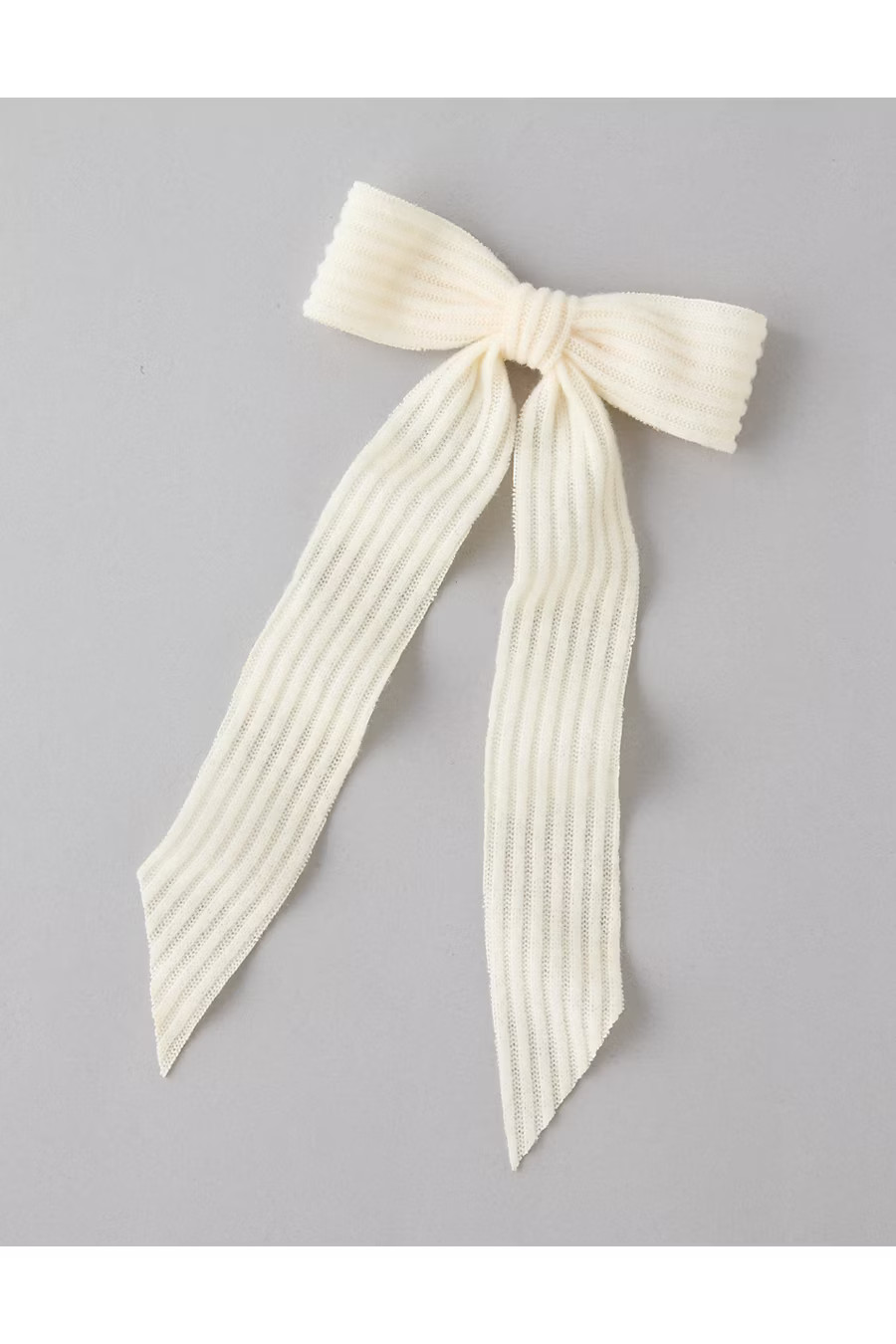 AEO Rib Knit Bow Clip Women's Cream One Size | American Eagle Outfitters (US & CA)