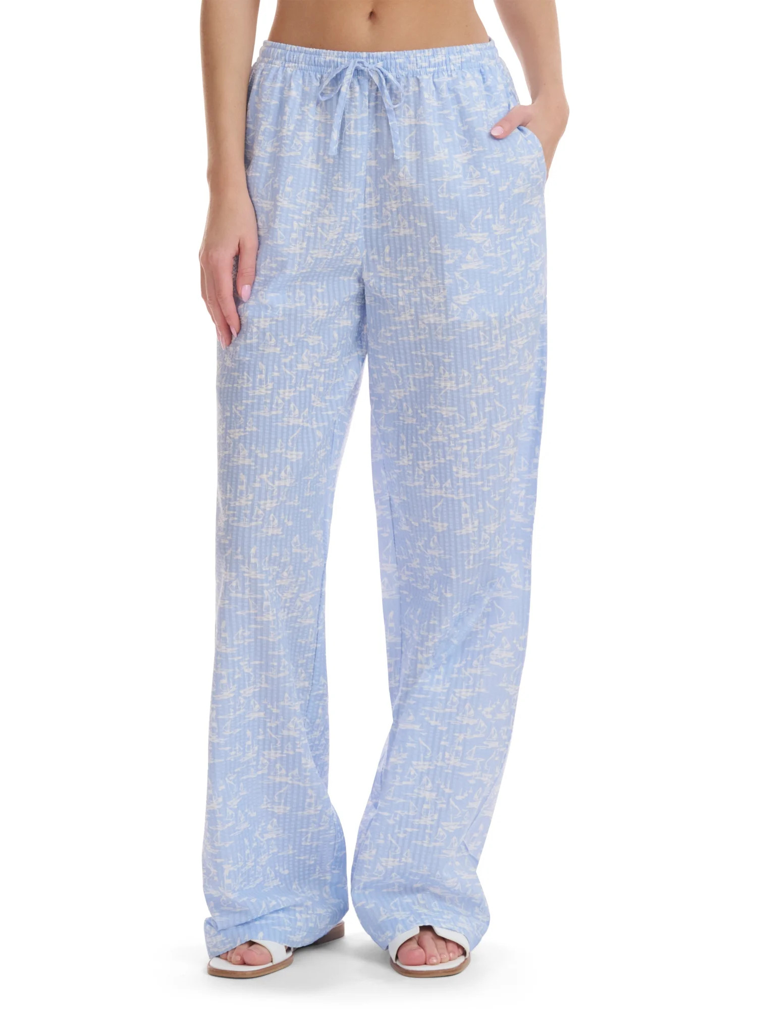 Mills by Millie Bobby Brown Women's Wide Leg Seersucker Palazzo Pants, Sizes XXS-XXL - Walmart.co... | Walmart (US)