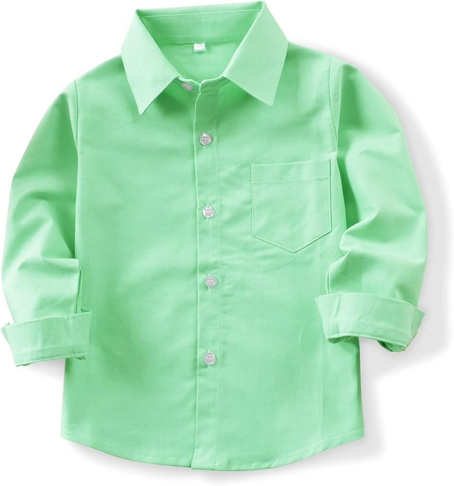 Phorecys Boys'Oxford Dress Shirts Long Sleeve Button Down Solid Formal Uniform Casual Western Shi... | Amazon (US)