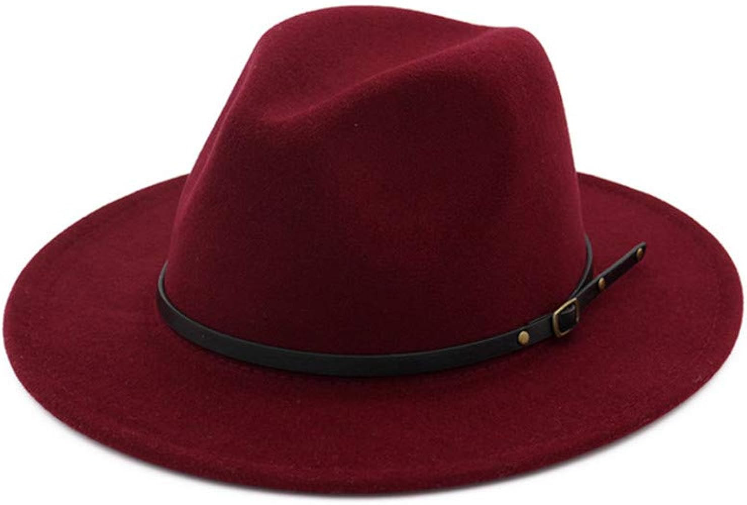 Women's Classic Wide Brim Fedora Hat with Belt Buckle Felt Panama Hat | Amazon (US)