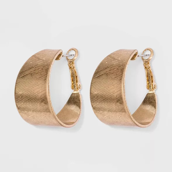 Worn Gold Hoop Earrings - Universal Thread™ Gold | Target