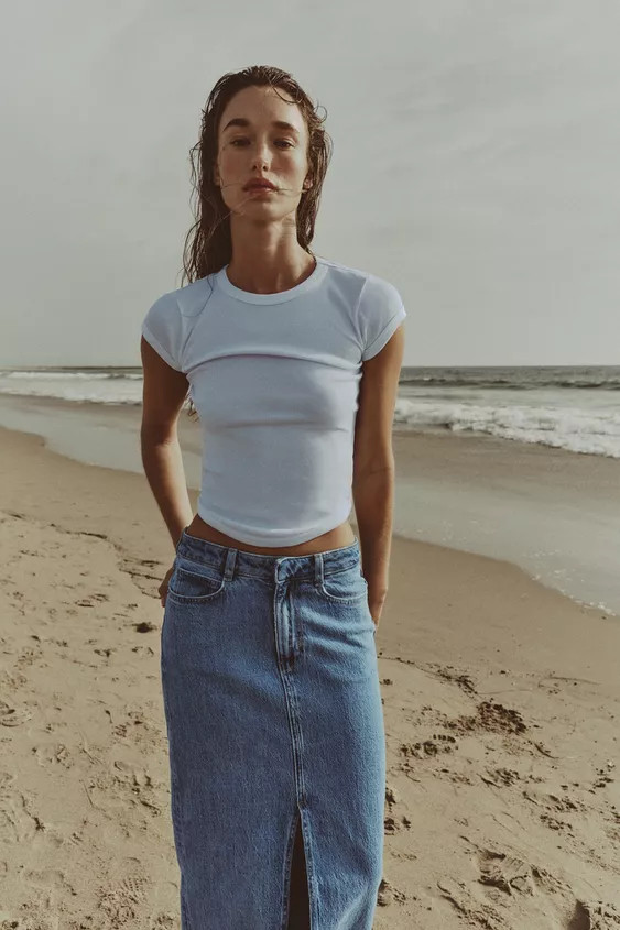 SHORT SLEEVE RIB T-SHIRT | Zara UK