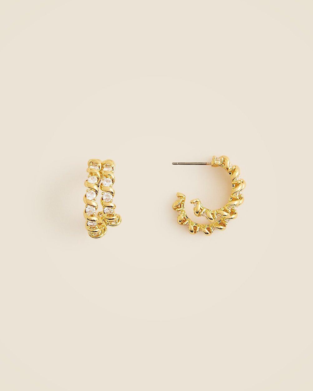 Crystal and gold-tone huggie cubic zirconia earrings | J. Crew US
