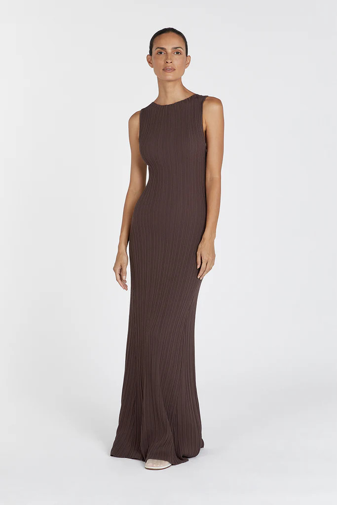 IVY COFFEE SLEEVELESS MIDI DRESS | DISSH