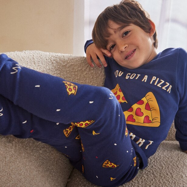 PAJAMA SET, PIZZA MY HEART SIZE 12 | Indigo (CA)