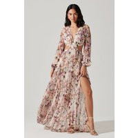 ASTR the Label | Revery Floral Long Sleeve Maxi Dress in Cream pink floral | Size M | ASTR The Label (US)