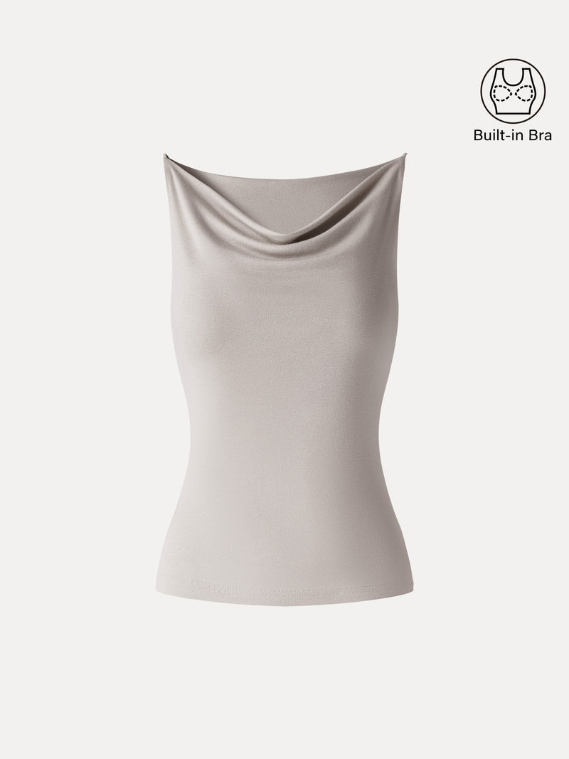 Stretch Linen Cowl Neck Bra Tank | OGLmove