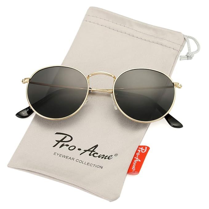 Pro Acme Small Round Metal Polarized Sunglasses for Women Retro Designer Style | Amazon (US)