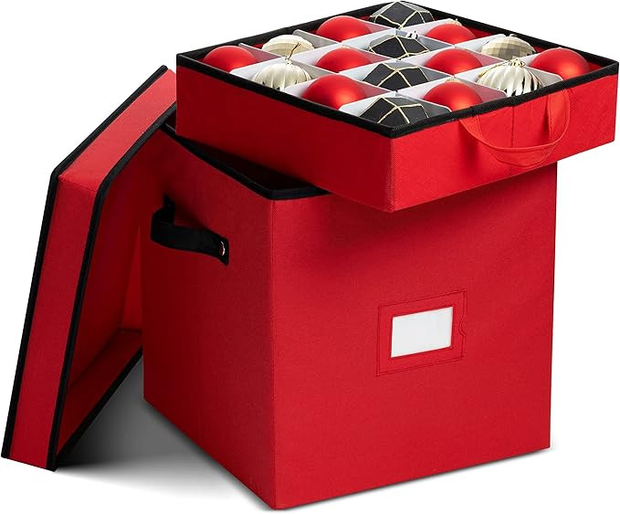Zober Christmas Ornament Storage Box - Stores 64 Ornaments - Non-Woven, Tear- Proof Christmas Orn... | Amazon (US)