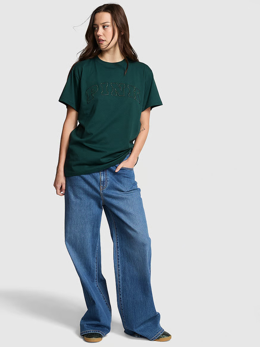 Buy Campus Cotton Tee, Winter White Santas Fav - Order Tops online - PINK US | Victoria's Secret (US / CA )