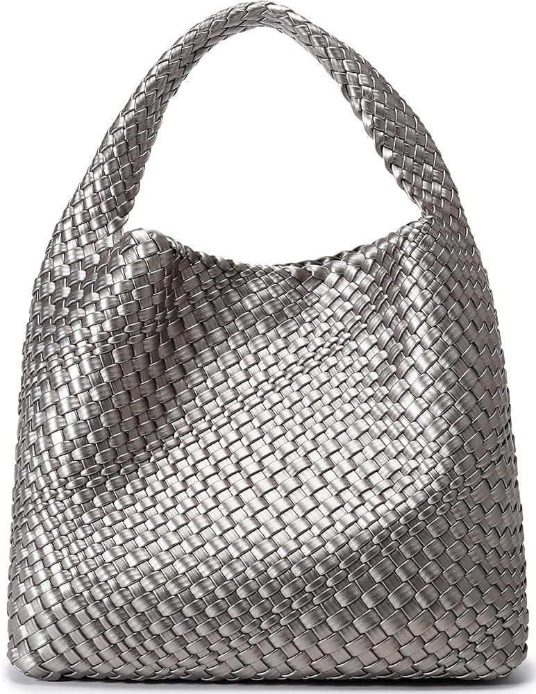 Fashion Woven Purse for Women Top-handle Shoulder Bag Soft Summer Hobo Tote Bag | Amazon (US)