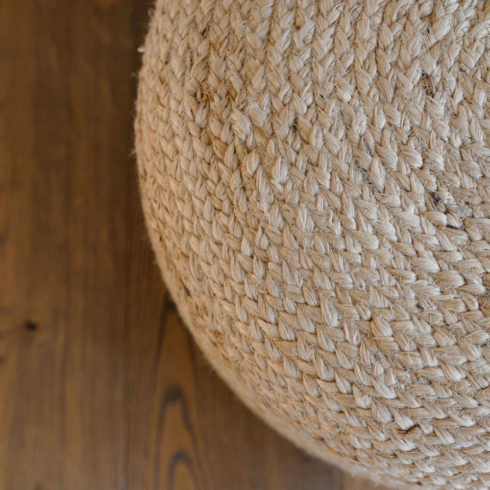 Round Braided Jute Ottoman Pouf | CG Hunter