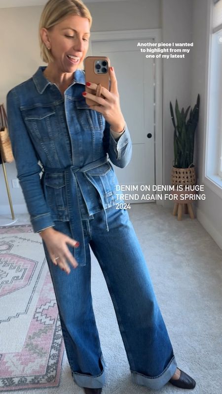 Denim jacket for spring! I love the tie details- such a flattering fit.
Pair with wide leg jeans for chic modern look 

wearing my tts small.
Use my code: SARAHKELLYXSPANX
for 10% off 

#LTKover40 #LTKstyletip #LTKVideo