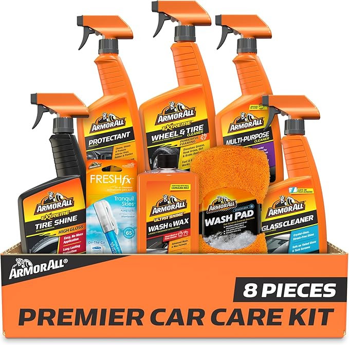 Armor All Premier Car Care Kit, Includes Car Wax & Wash Kit, Glass Cleaner, Car Air Freshener, Ti... | Amazon (US)